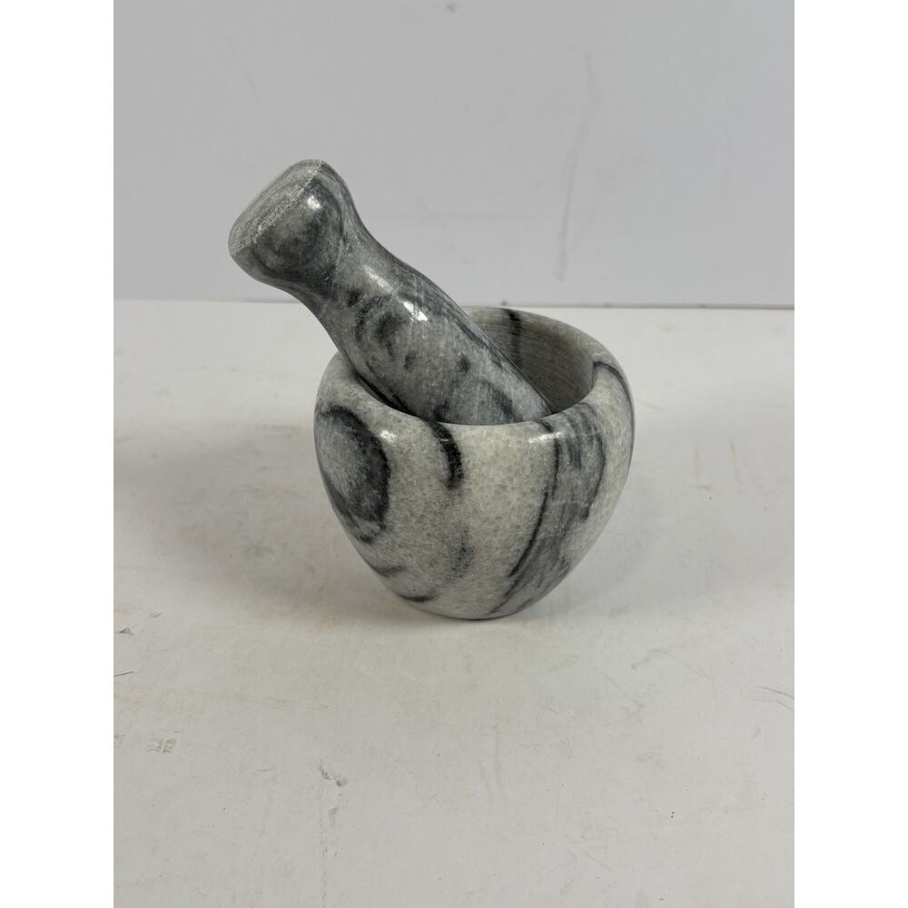 Marble Mortar & Pestle Stone Grinder Bowl Set Kitchen Spice Herb Crusher